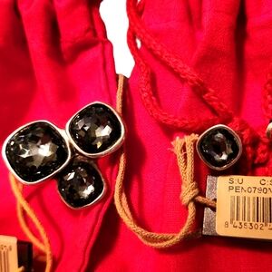 Uno de 50 Grey Swarovski & Silver ring (8) & earrings